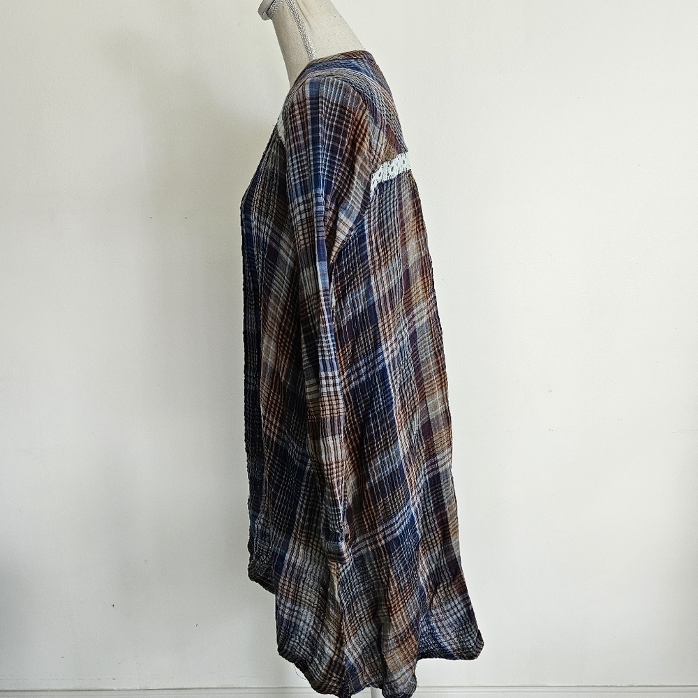 Holding Horses | Anthropologie Plaid Crochet Tunic Dress - Picture 5 of 10